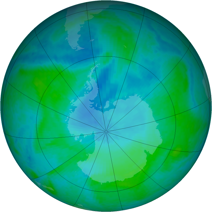Antarctic ozone map for 05 February 2002